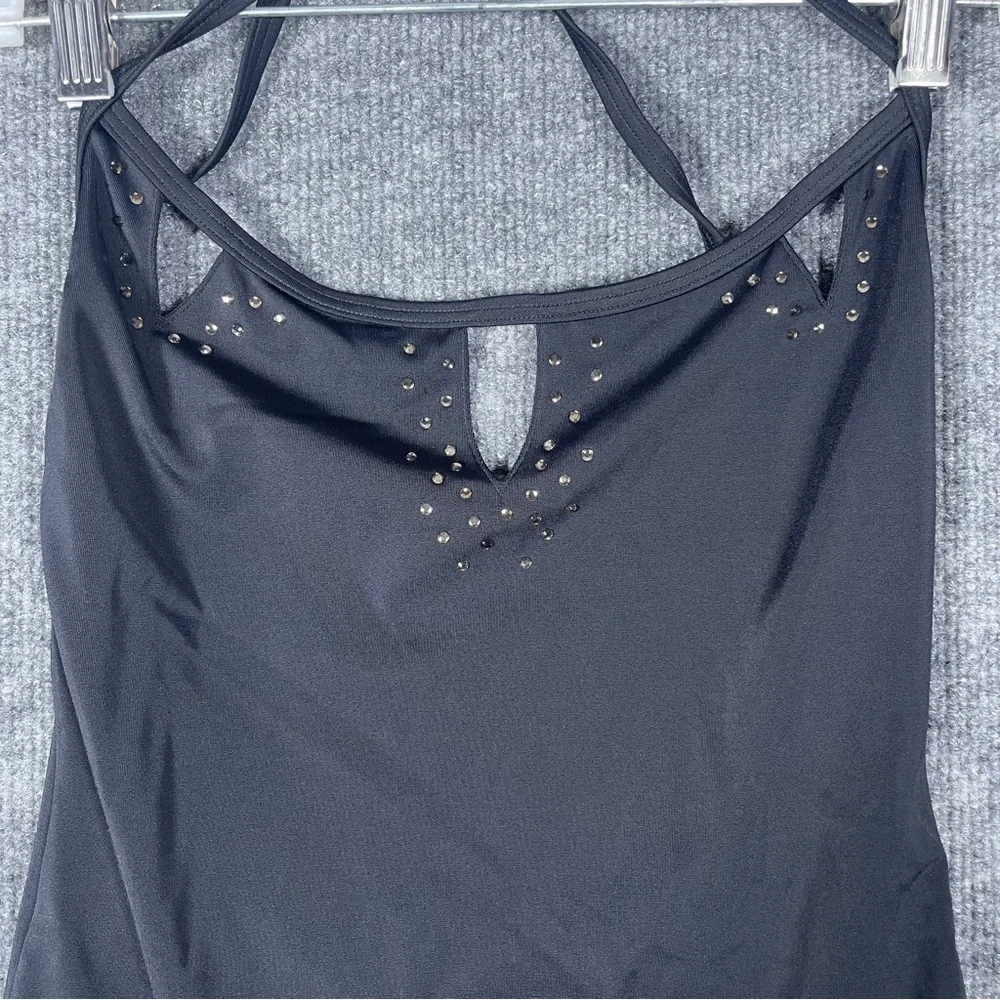 Victoria’s Secret Small NWOT Black‎ Cut Out Rhinestone Halter One Piece Swimsuit